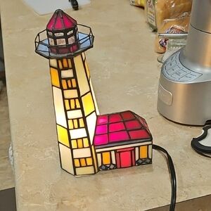 Tiffany Stained Glass Lighthouse Lamp